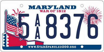 MD license plate 5AA8376