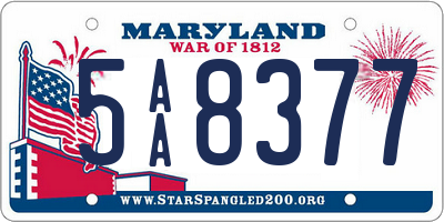 MD license plate 5AA8377