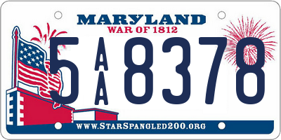 MD license plate 5AA8378