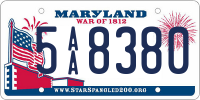 MD license plate 5AA8380