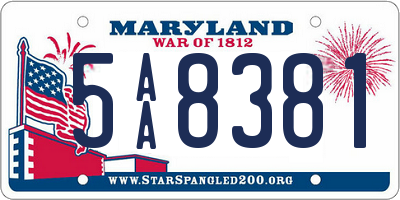 MD license plate 5AA8381