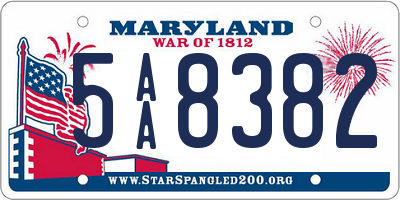 MD license plate 5AA8382