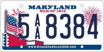 MD license plate 5AA8384