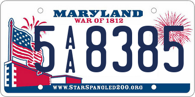 MD license plate 5AA8385