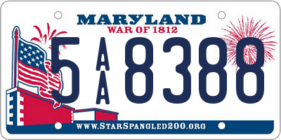 MD license plate 5AA8388