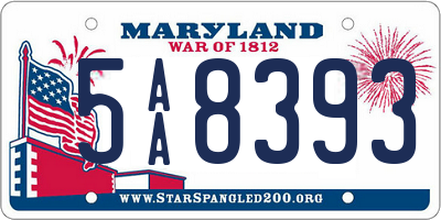 MD license plate 5AA8393