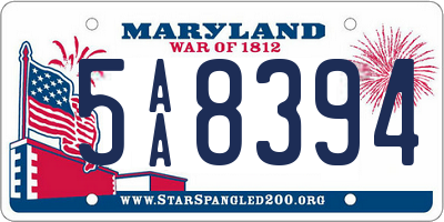 MD license plate 5AA8394