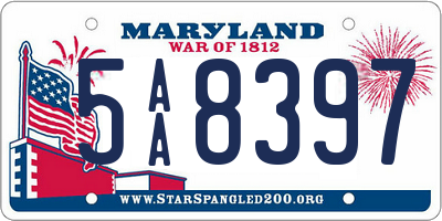 MD license plate 5AA8397