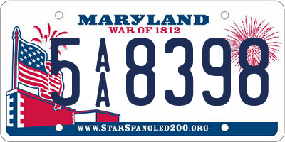 MD license plate 5AA8398