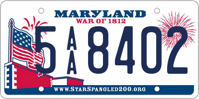 MD license plate 5AA8402