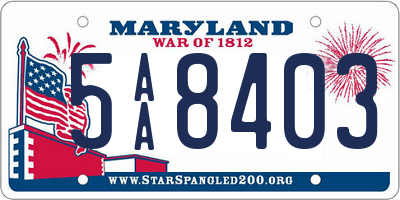 MD license plate 5AA8403