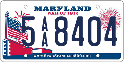 MD license plate 5AA8404