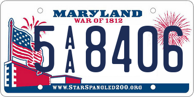 MD license plate 5AA8406