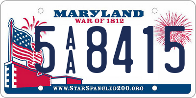 MD license plate 5AA8415