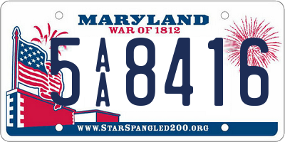 MD license plate 5AA8416