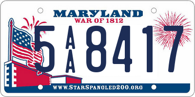 MD license plate 5AA8417