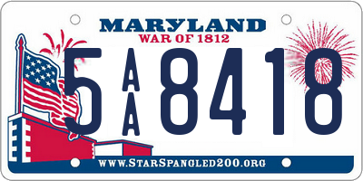 MD license plate 5AA8418