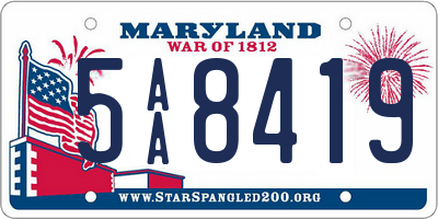 MD license plate 5AA8419