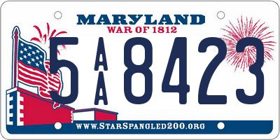 MD license plate 5AA8423
