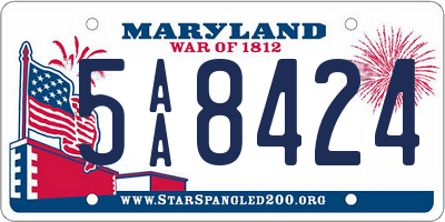 MD license plate 5AA8424