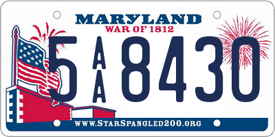 MD license plate 5AA8430