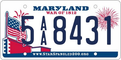 MD license plate 5AA8431