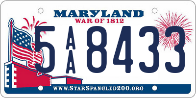 MD license plate 5AA8433