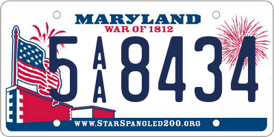 MD license plate 5AA8434