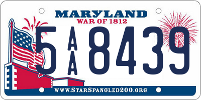 MD license plate 5AA8439