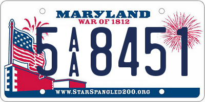 MD license plate 5AA8451