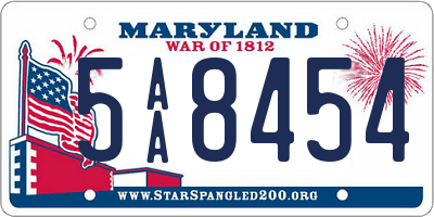 MD license plate 5AA8454