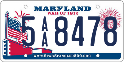 MD license plate 5AA8478