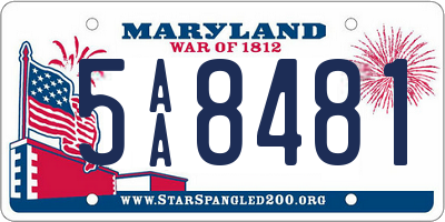 MD license plate 5AA8481