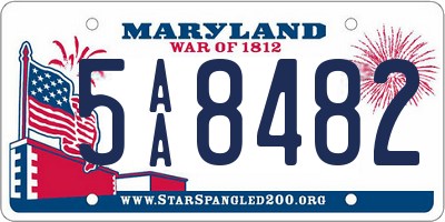 MD license plate 5AA8482
