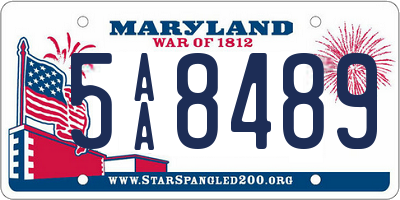 MD license plate 5AA8489