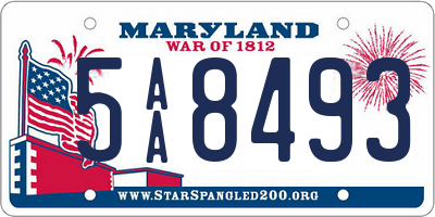 MD license plate 5AA8493