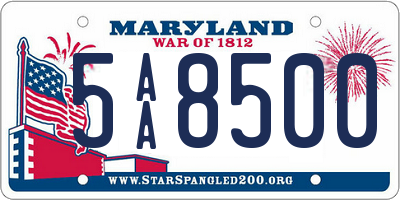 MD license plate 5AA8500