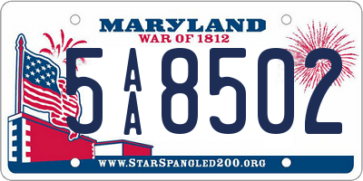 MD license plate 5AA8502