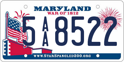 MD license plate 5AA8522