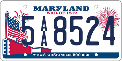 MD license plate 5AA8524