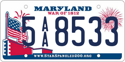 MD license plate 5AA8533