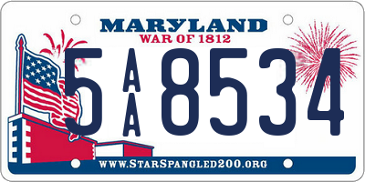 MD license plate 5AA8534