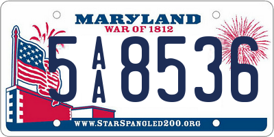 MD license plate 5AA8536