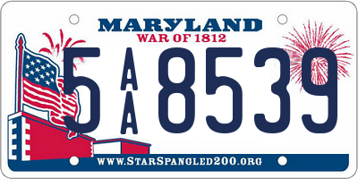 MD license plate 5AA8539