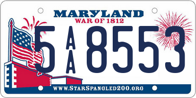 MD license plate 5AA8553
