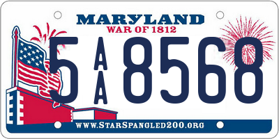 MD license plate 5AA8568