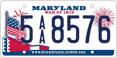 MD license plate 5AA8576