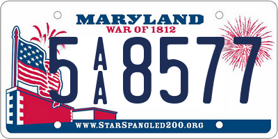 MD license plate 5AA8577