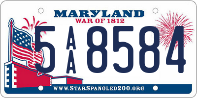 MD license plate 5AA8584