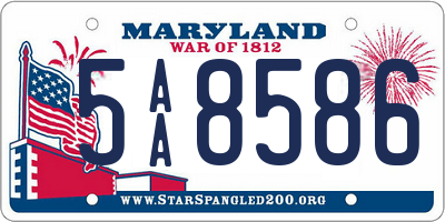 MD license plate 5AA8586